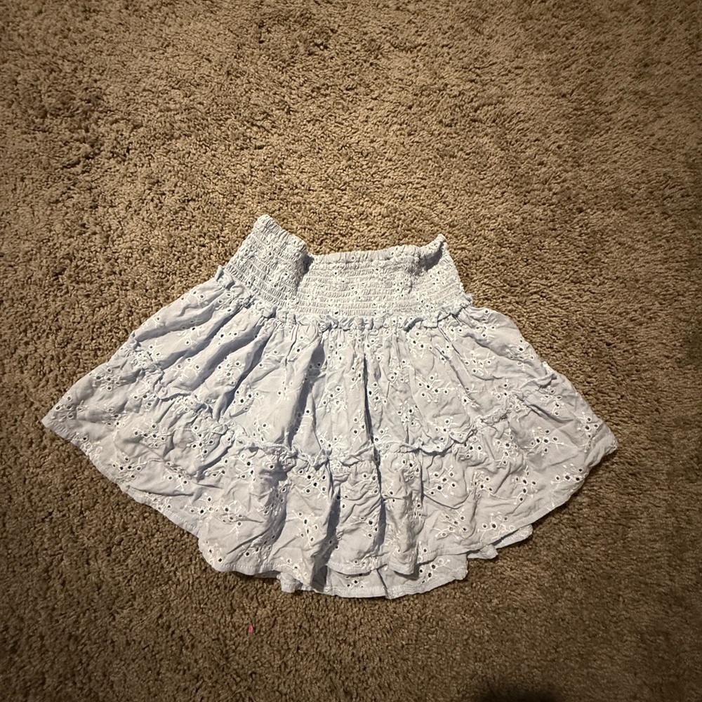 Ocean Drive Sky Blue Eyelet Mini Skirt